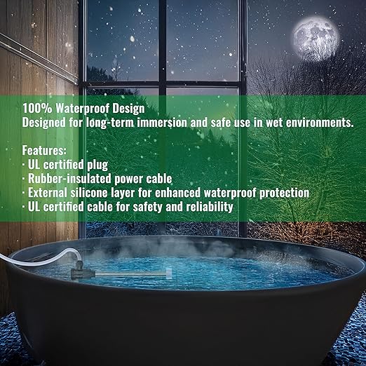 2000W Fully Submersible Water Heater for Swimming Pool & Bathtub – Portable Immersion Electric Heater with Temp Control & WiFi Timer for Hot Tub, Above Ground Pool and Inflatable Pool