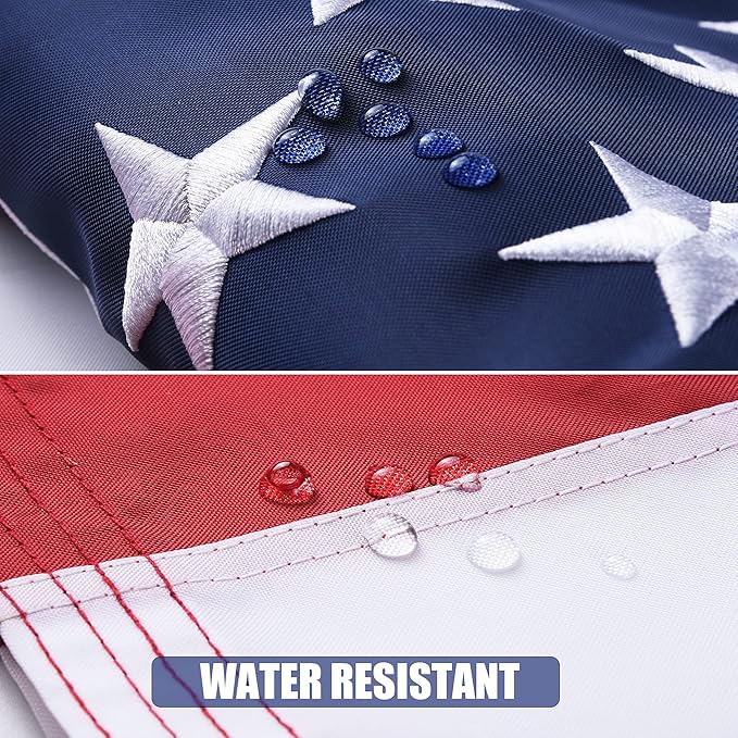 American Flag 8x12 Ft, US Deluxe Embroidered Heavy Duty Premium Polyester Durable Outside Flags with Brass Grommets