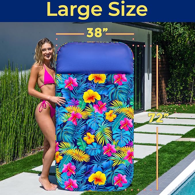 JAMBO Pool Floats, Large Fabric Pool Float, Comfortable Oversized Pool Floats for Adults, Heavy Duty Pool Air Mattress, Inflatable Lounge Raft, Tanning Pool Lounger, Tanning Chair, Pool Toys
