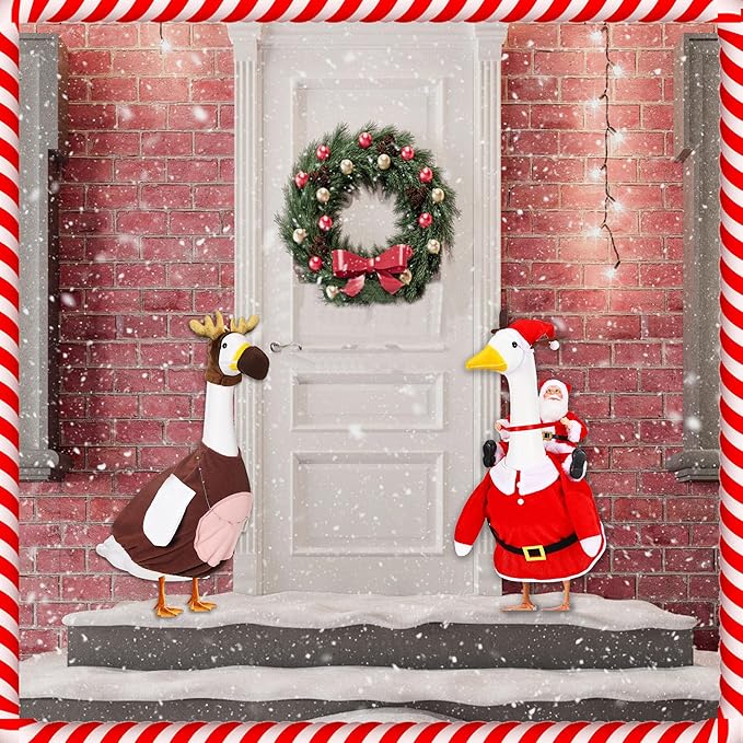 Porch Goose Christmas Outfits Clothes for 23 Inch Porch Goose Costume for Yard Lawn Outdoor Garden Patio Statue