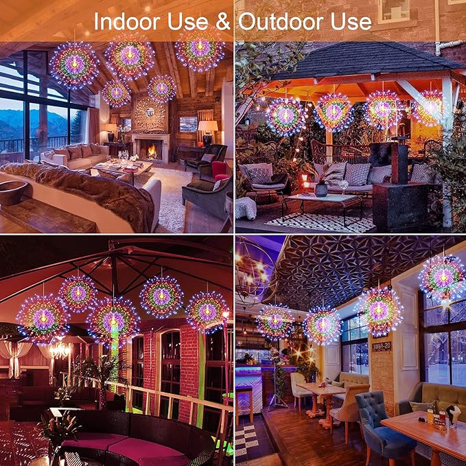 4 Pack Star String Lights Christmas Lights, 225 LED 8 Modes Dimmable with Remote Control, Waterproof Copper Wire Decorative Hanging Star Lights for Party Patio Garden Decoration (Multicolor)