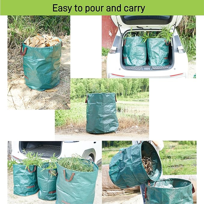 1x72Gallons+2x34Gallons (Free Gloves) Garden Leaf Bags,Reusable Heavy Duty Yard Waste Bag Set,Standable Design and Reinforced 4 Handles for Leaf,Grass,Debris,Camping Trash