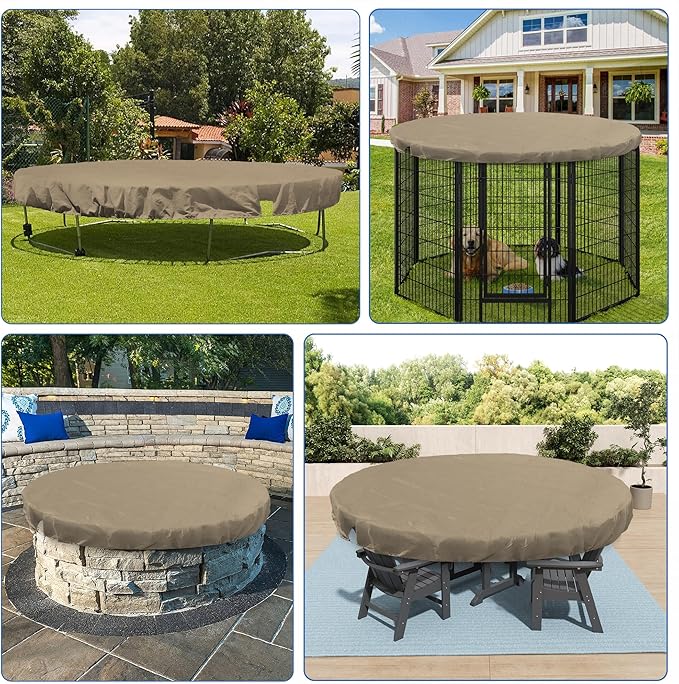 ECOOPTS 6 ft Round Pool Cover for Above Ground Pools, Swimming Pool Cover Protector Winter Safety Cover (Sand)