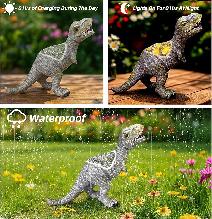 Dinosaur Garden Statue Outdoor Decoration - Weather Resistant Resin Dinosaur Sculpture, Hand-Painted Retro Design, Perfect for courtyards, porches, Fish Tanks