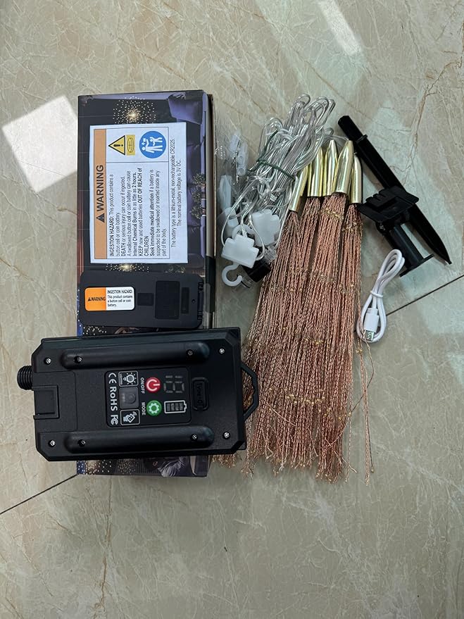 3 Pack 600 LED Solar Starburst Sphere Lights Remote Control,LED Firework Light 8 Modes Dimmable Waterproof Hanging Fairy Light, Copper Wire Lights for Patio Parties Christmas (Warm White)