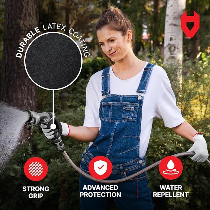 NoCry Gardening Gloves for Women with Strong Grip and Touchscreen Tips - Ultra-Breathable, Lightweight Snug Fit - Durable Abrasion-Resistant, Water-Repellent Rubber Coated Palm - Ideal for Yard Work