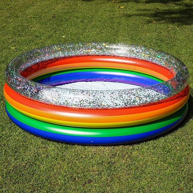 Poolcandy Inflatable Sunning Pools for up to 3 Adults (Rainbow Collection Sunning Pool Multicolor Glitter)