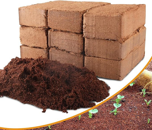 9-Pack Premium Organic Coco Coir Bricks for Plants - Low EC & pH Balance - 100% Natural Peat Moss Mix with Coconut Husk Fiber - Perfect for Gardening, Potting Soil Substrate - 12.6 lbs