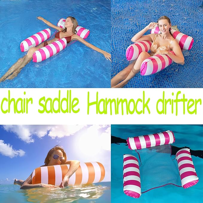 Water Hammock Lounger - Pool Float Lounger for Adults Inflatable Swimming Pool Hammock Floaties Multi-Purpose Pool Floating Lounge Bed for Summer Outdoor Pool