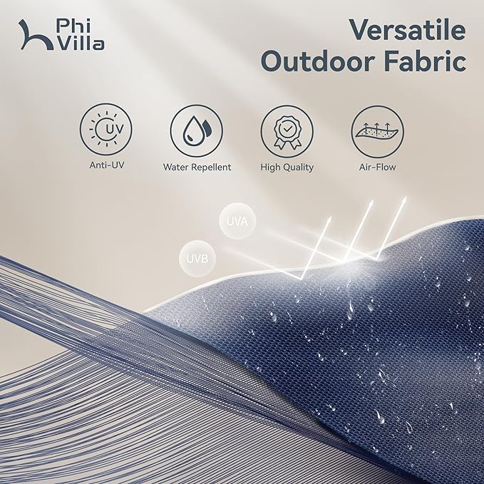PHI VILLA 13ft Outdoor Market Umbrella Double-Sided Twin Large Patio Umbrella with Crank, Navy Blue