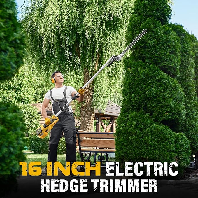 40V Weed Wacker Cordless, 8-Inch Cordless Pole Saw, Hedge Trimmer Cordless and Brush Cutter, 4-in-1 Multi Garden Tools with 2X20V 4.0Ah Batteries and Charger