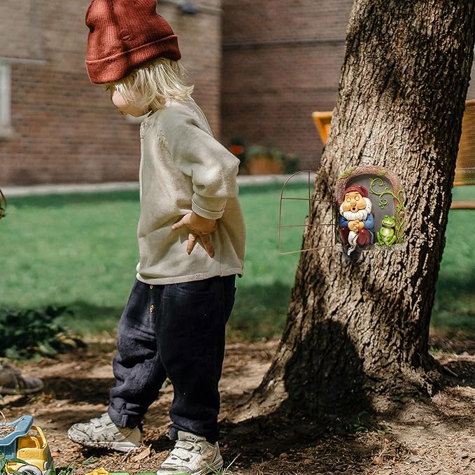 Outdoor Garden Statues, Resin Gnome Tree Hugger, Durable Outdoor Decor, Whimsical Yard Sculpture, Garden Peeker Yard Art, Waterproof & Handcrafted, Unique Halloween Decorations Outdoor Ornament Gift