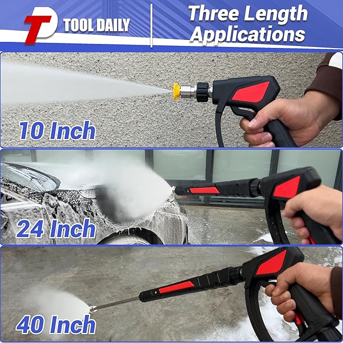 Tool Daily Pressure Washer Gun with 3/8" Swivel Quick Connect, Stainless Steel Internal Valve, Power Washer Extension Wand Replacement, M22-14mm, 5 Nozzle Tips with Holder, 5800 PSI