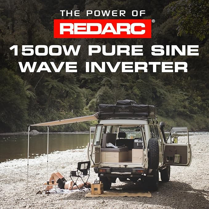 REDARC 1500W Pure Sine Wave Inverter, 12V DC to 110 / 120V AC Power Converter, Portable Power Inverter, Connects to Car Battery System, Adapter for Camper, RV, Truck, Off-Grid Camping