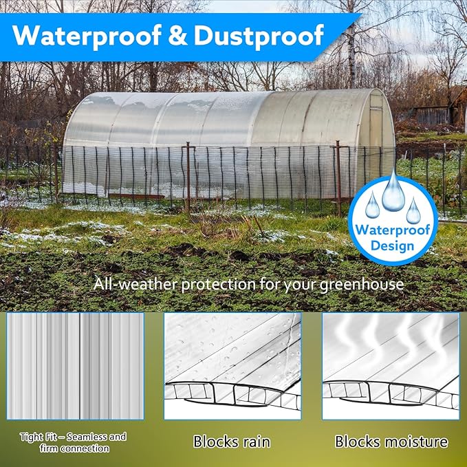 Polycarbonate Greenhouse Panel Connectors – 20 Packs, 4FT H Connectors Fits 4 or 6 MM Panels, UV-Resistant Greenhouse Joining Strips for DIY Garden Greenhouses and Cold Frames