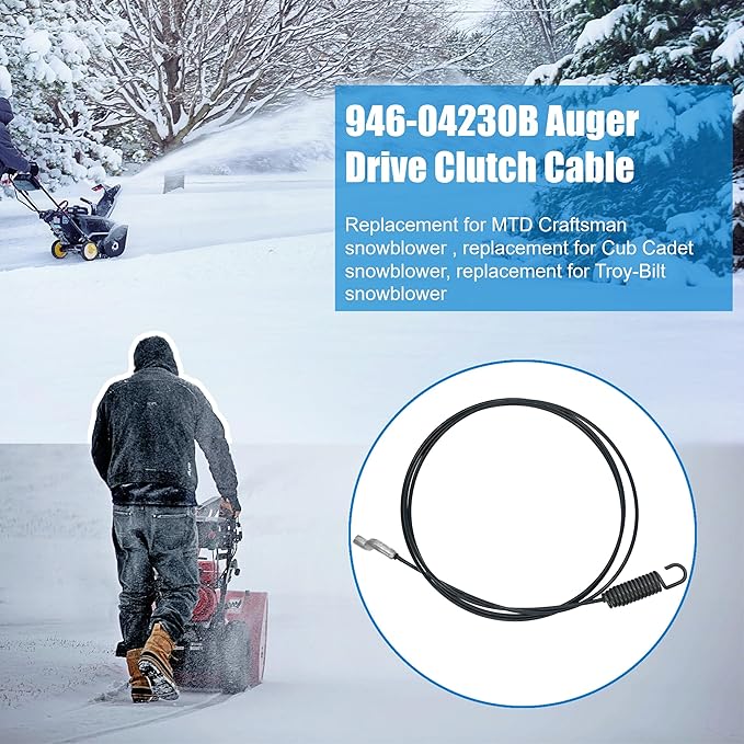 2Pack 746-04230B Auger Control Cable Replacement for MTD Troy-Bilt Cub-Cadet Snow Blower, 946-04230 Auger Clutch Cable Replacement for Yard Machines Snow Thrower 946-04230A 946-04230