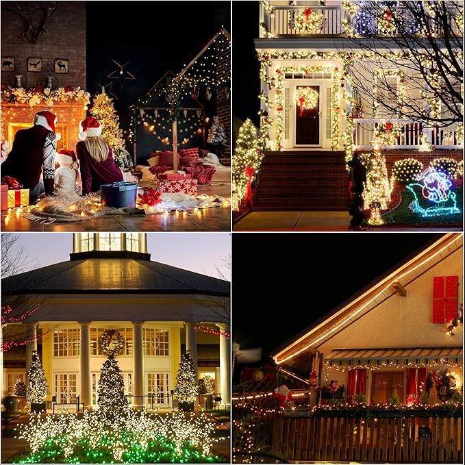 66ft Christmas Decorative Mini Lights,200 LED Transparent Wire Fairy Starry String Lights Plug in, 11 Lighting Modes, for Indoor Outdoor Xmas Tree Wedding Party Decoration (Warm White)