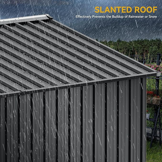 DWVO 10x8 FT Outdoor Storage Shed - Spacious Garden Tool Shed with Lockable Door - Durable Metal Yard Shed for Garden, Patio, and Backyard (Dark Gray)