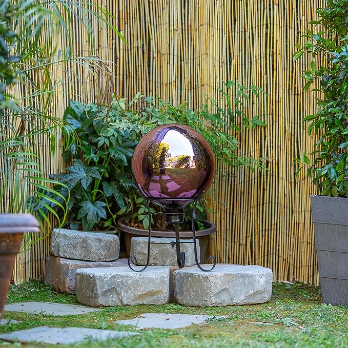 Alpine Corporation 10" Diameter Indoor Outdoor Glass Gazing Globe Garden Decor, Purple