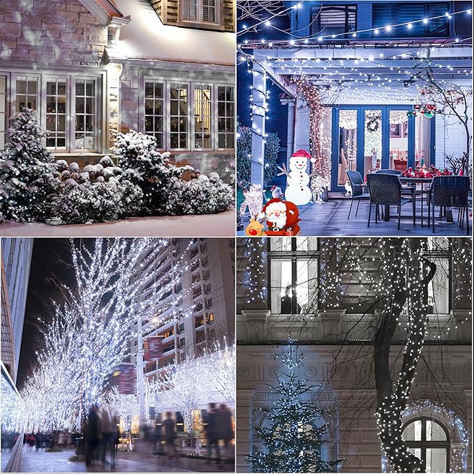 66ft Christmas Decorative Mini Lights,200 LED Transparent Wire Fairy Starry String Lights Plug in, 11 Lighting Modes, for Indoor Outdoor Xmas Tree Wedding Party Decoration (White)