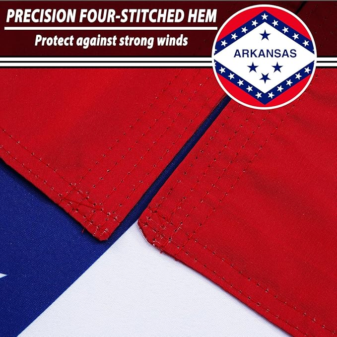 FLAGWIN Arkansas Flag 3x5 FT - 3 Ply Double Sided Polyester Arkansas State Flag with Brass Grommets - Vivid Color and Fade Proof State of Arkansas Flags 3x5 Outdoor