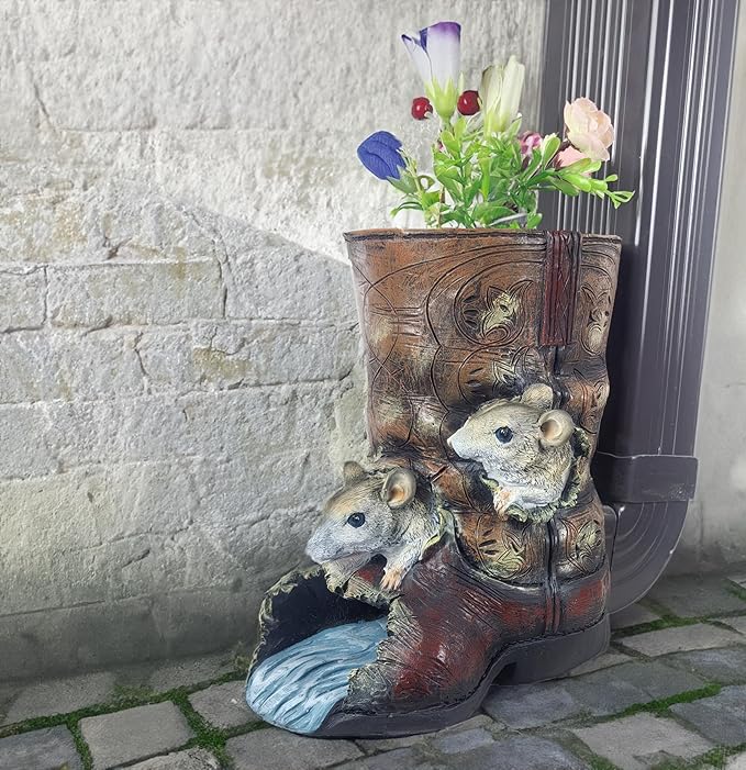 Mouse Statues Gutter Downspout Extension Statues Garden Decoration,Resin Statue Outdoor Decor,Animal Downspout Diverter,Decorative Gutter Extension,3"×4" Downspout Extender Diverter Splash Block