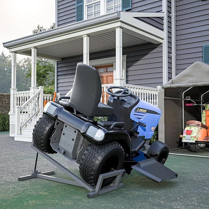 Lawn Mower Lift Jack Heavy Duty Ride on Lawn Mowers & Garden Tractors,Quick 3-Minute Installation Foldable Riding Lawn Tractor Lift with Manual and Power Tool Handles(Grey)