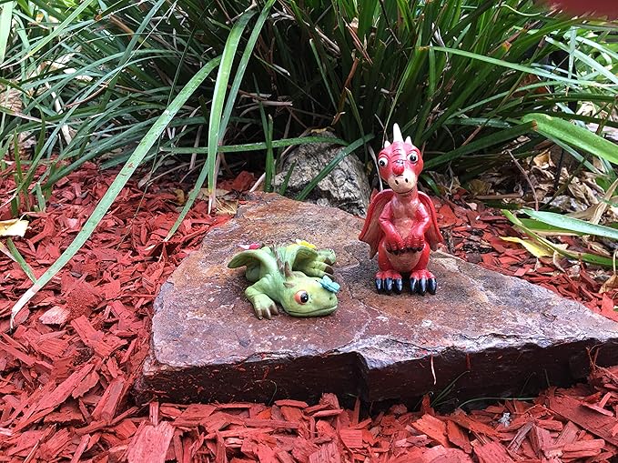 GlitZGlam Cody The Green Miniature Dragon of Azar for Your Fairy Garden/Miniature Garden