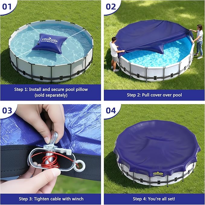 Pool Covers for Above Ground Pools - 28 ft Round Winter Pool Cover, Extra Durable Cold- and UV-Resistant Heavy-Duty Swimming Pool Cover for Winterizing