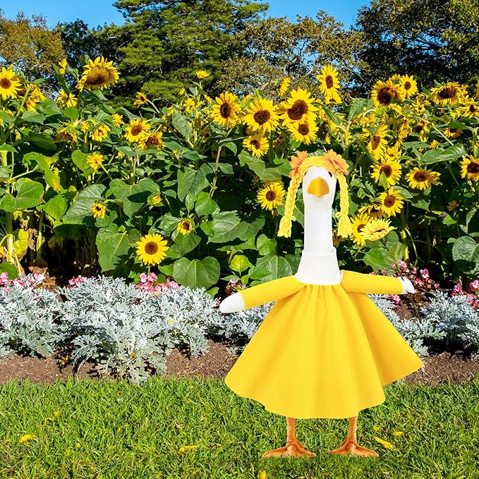 Sunflower Porch Goose Outfits Cute and Fun Porch Goose Clothes Fit 23” Geese for Lawn Yard and Patio Decoration