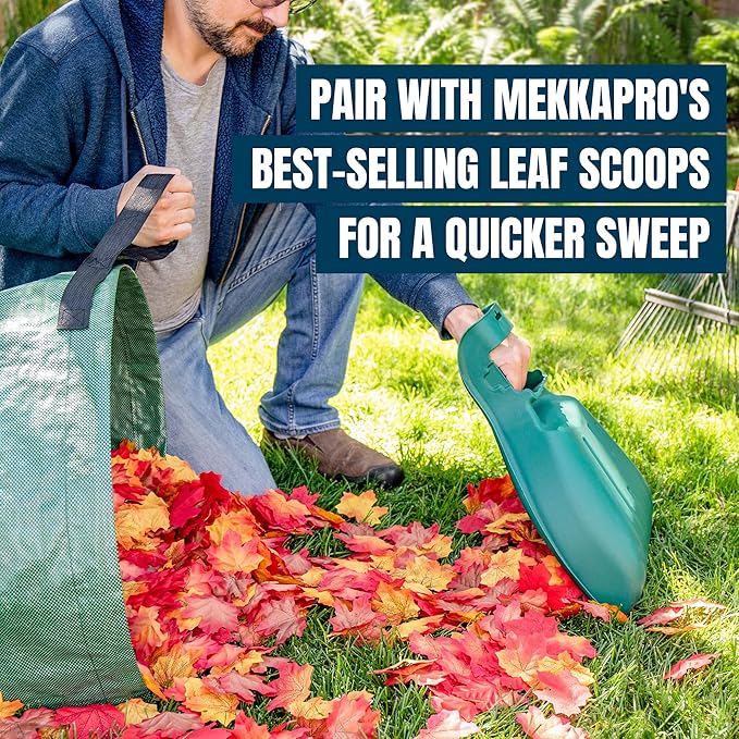 MEKKAPRO Big Gulp Leaf Bags, 2-Pack Lawn Bags with Reinforced Handles, 53 Gallon, Reusable Yard Waste, Garden Waste Bag, Garden Bag for Debris, Lawn Leaf Collector
