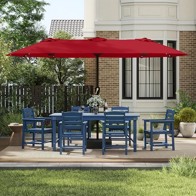 13FT Double Sided Patio Umbrella with LED Lighted