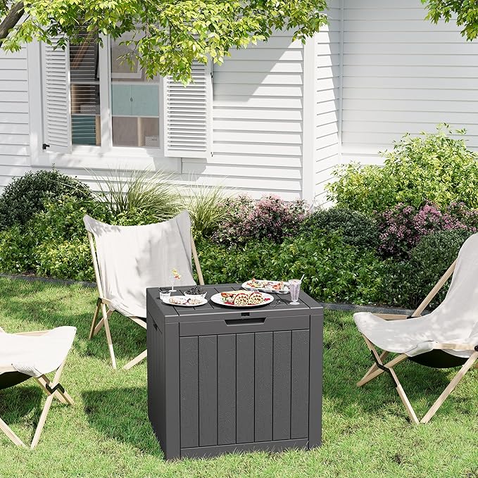 Outdoor Storage Box,2 Packs 31 Gallon Deck Box, Large Resin Storage Cabinet for Gardening Tools, Patio Pillow, Lockable, Waterproof and UV Resistant