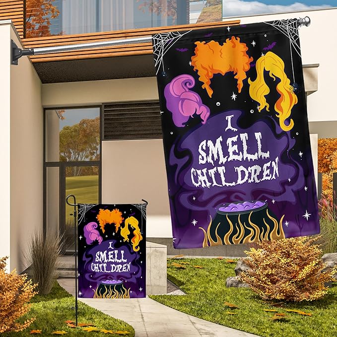 FLAGWIX Halloween Garden Flag - I Smell Children Garden Flags for Outside 11.5" x 17.5" - Halloween Decorations Outdoor, Yard Flags, Outside Decorations for Yard, Witchy Gifts for Women Sister Friends