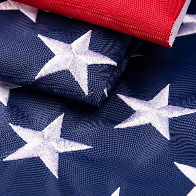 XIFAN Premium American Flag 8x12 Outdoor, Heavy Duty 420D Tough Polyester, Long Lasting US Flags for High Wind Outside with Embroidered Stars, Sewn Stripes, 3 Brass Grommets