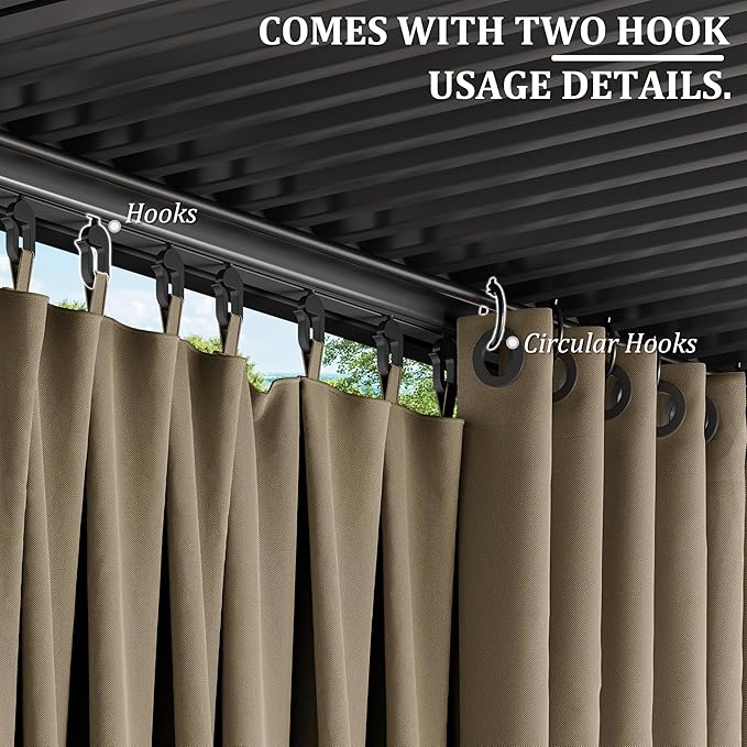 Gazebo Universal Replacement Privacy Curtain,12'×12' Gazebo Outdoor Waterproof Curtains, 4-Panels Sidewall Curtains with Double Zipper for Patio Canopy, Garden and Backyard (Curtain Only)