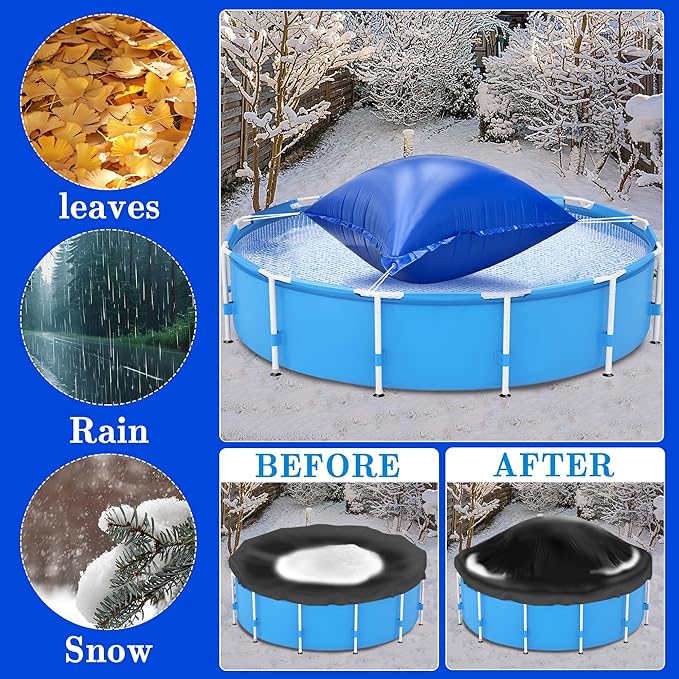 Sfcddtlg 7.8 x 6.3 Ft Large Pool Pillows for Above Ground Pools- Rectangle Winter Pool Cover Air Pillow- Inflatable Swimming Pool Closing Winter Pillow with Ropes for Support Pool Covers