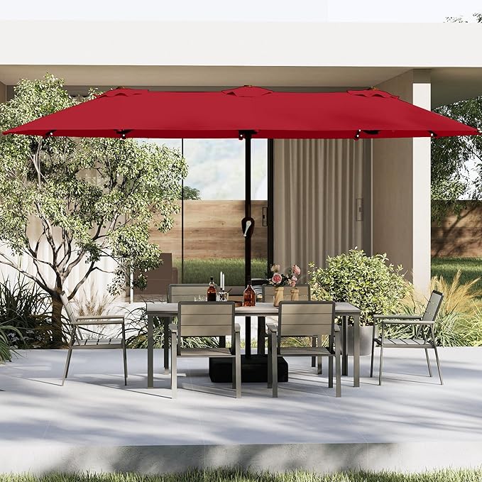 13FT Double Sided Patio Umbrella with LED Lighted