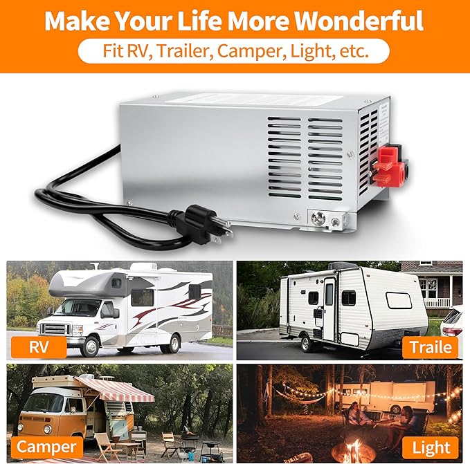 Upgrade WF-9855 55 Amp RV Power Converter Charger, Replace for RV Camper WF-9800 Series, WF-9855, WF-9855-AD, WF-9855-MBA, for Lead-Acid Battery 1 Year Warrant