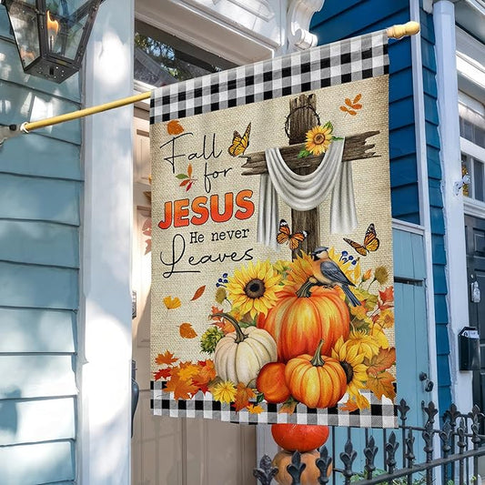 FLAGWIX Fall Christian Flag - House Flags for Outside 29.5" x 39.5" - Christian Gifts for Women Faith, Fall Decorations for Home, Thanksgiving Decorations for Home Garden Decor