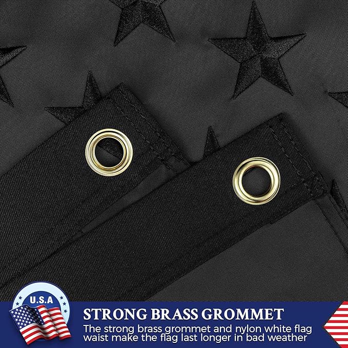 All Black American Flag 4x6 Outdoor Heavy Duty Nylon Flags with Embroidered Stars/Sewn Stripes/Strong Brass Grommets