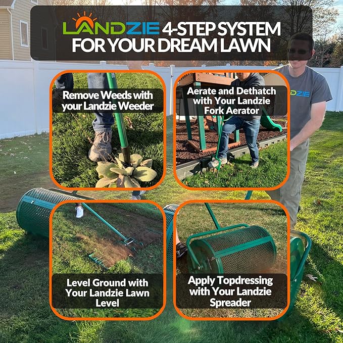 LANDZIE - The Original Lawn Leveling Rake – 36" Steel Handle Yard Leveler, Lawn Level Tool for Creating a Flat Surface - Works for Soil, Dirt, Topdressing, and Ground