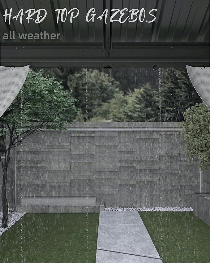 10x14 Ft Hardtop Gazebos with Heavy Duty Double Roof, Nettings and Curtains Galvanized Steel Outdoor Gazebos for Patio, Backyard, Deck, Lawn (Grey)