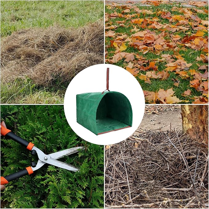 2 Pack 53 Gallon Reusable Yard Waste Bags, Dustpan-Type Lawn Bags, Collapsible Heavy Duty Leaf Bags, Standable Garden Waste Bags for Collecting Leaves, Lawn Grass, Clippings and Branches