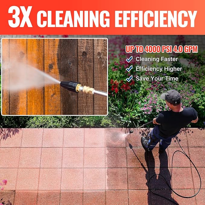 YAMATIC Pressure Washer Tips Turbo Nozzle 4000 PSI Max. 5000 PSI, 360° Rotating Turbo Spray Tips For Power Washer with 1/4" Quick Connector, 4.0 GPM