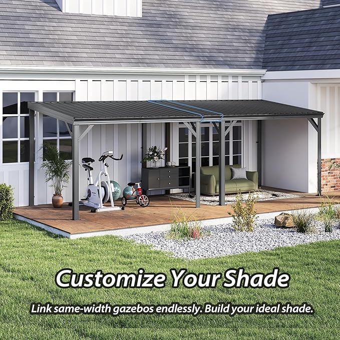Gazebo Connector Kit - for 10ft Width Wall Mounted Gazebos, Durable Steel Expansion Linker, Rustproof & Easy Assembly for 10'x10', 10'x12' and 10'x14' Lean to Gazebos