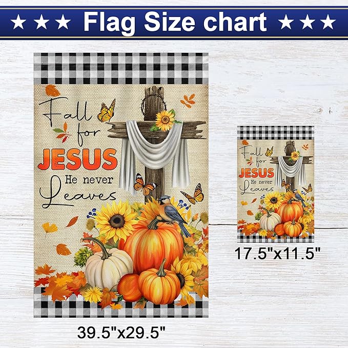 FLAGWIX Fall Christian Flag - House Flags for Outside 29.5" x 39.5" - Christian Gifts for Women Faith, Fall Decorations for Home, Thanksgiving Decorations for Home Garden Decor