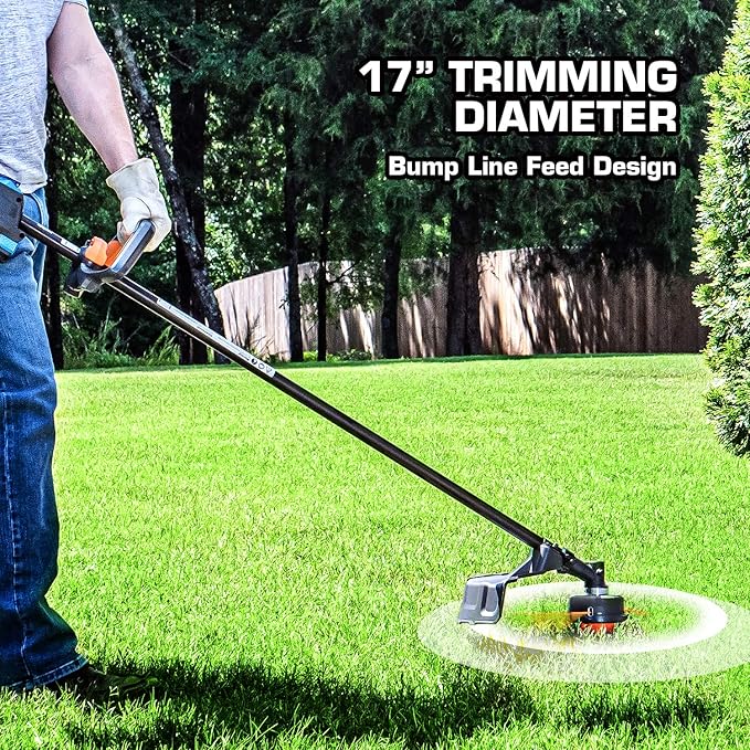 LawnMaster Nopull 17" Gas String Trimmer Grass Trimmer with Electric Start Variable Speed Ideal for Garden Trimming with 26 cc 2-Cycle Engine