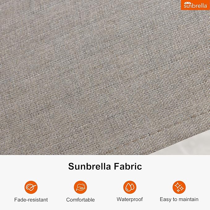 PURPLE LEAF 10' X 10' Patio Large Cantilever Umbrella Outdoor Square Wood Umbrellas Offset Umbrella Heavy Duty Sun Umbrellas for Garden Deck Pool, Heather Taupe