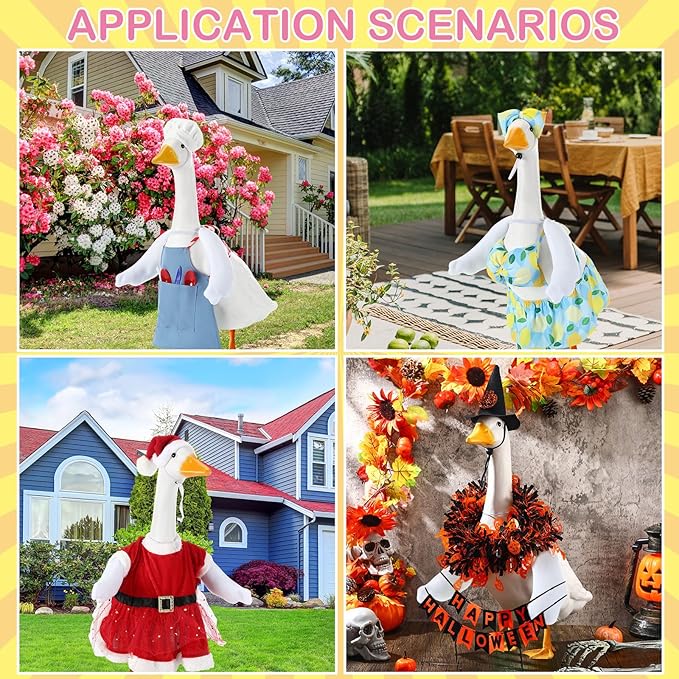 1 Pcs Poseable Goose Wings for 15”- 20" Porch Lawn Goose Outfit Accessories Poseable White Wings for Outdoor Patio Yard Lawn Art Decoration (Rippled Edge)